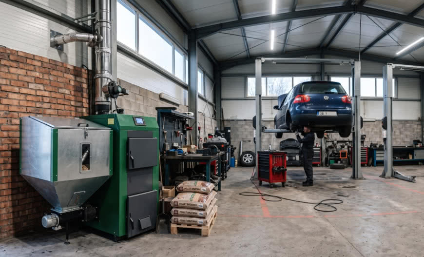 Ogrzewanie warsztatu i pawilonu. Jaki kocioł na biomasę wybrać, by obniżyć koszty?